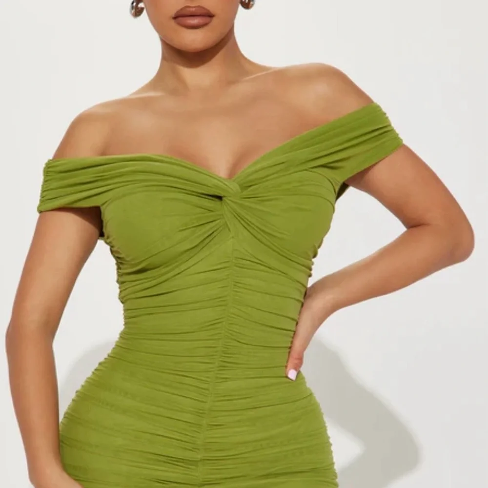 Fashion Nova Strapless Olive Dress - Picture 2 of 6